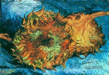 sonnenblumen Ölbilder verkaufen - Stillleben mit zwei Sonnenblumen Vincent van Gogh